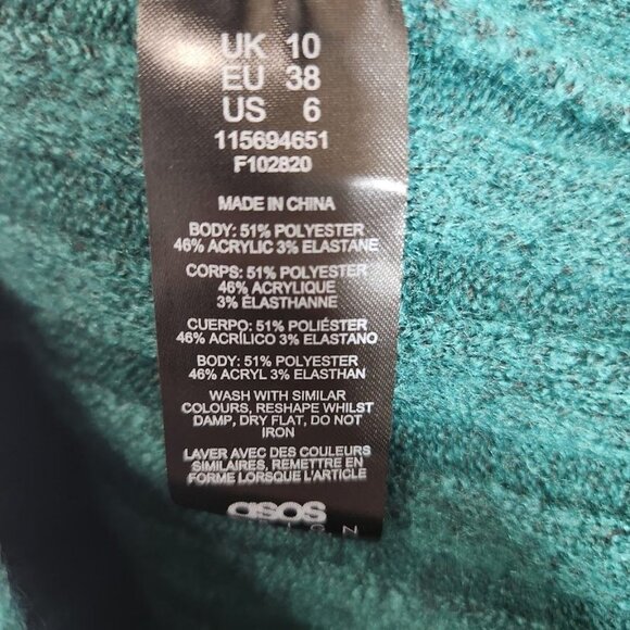 ASOS DESIGN open collar ribbed sweater in green Size US‎ 6 - Picture 5 of 7